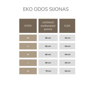 EKO odos sijono išmatavimai
