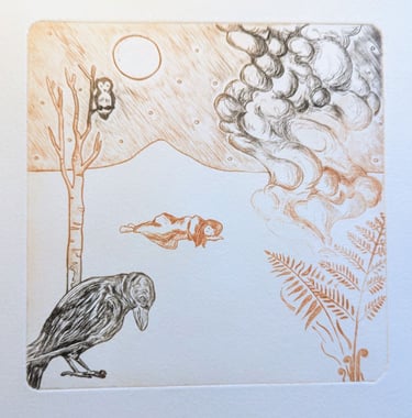 3ème mère brun corbeau justice chouette gravure rhénalon