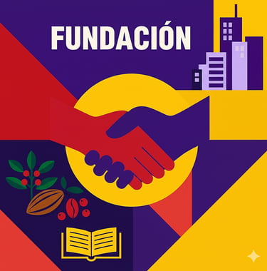 Ilustración de la consolidación y futuro de la marca CTC con café y cacao