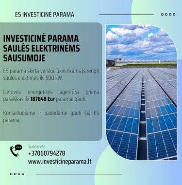 es parama saulės elektrinėms