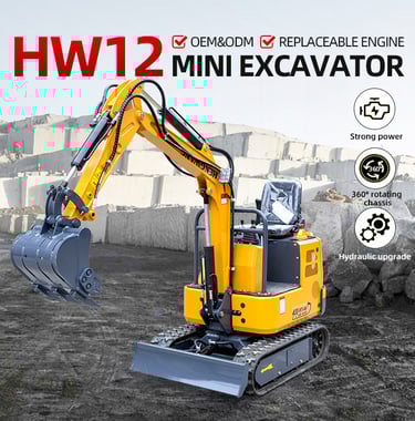 Brand New 1000kg HW-12 Mini Crawler Excavator description image