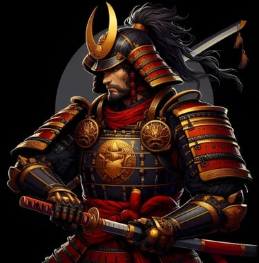 a man in a samurai - style red armor