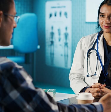 Medical expert patient discussing results