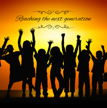Silhouette of children celebrating - Reaching the next generation