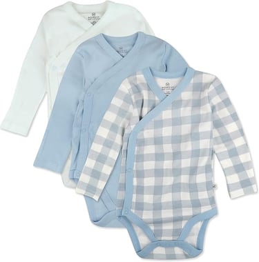 Baby onsie wrap style with snaps blue
