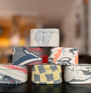 Nerikomi boxes stacked