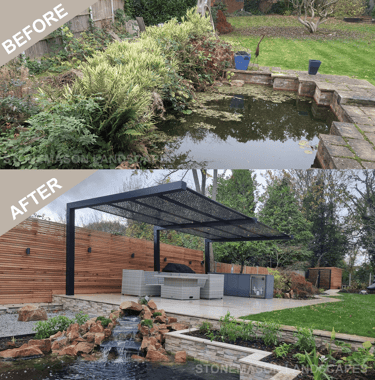 Large Garden Waterfall Pond Pergola Kitchen Cedar Fence Lawn - Upminster Romford