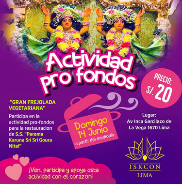 Frejolada bailable. Colecta para la renovación de las Deidades de Iskcon Lima