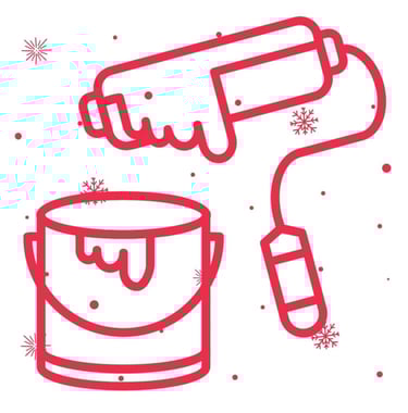 a bucket of paint and a paintbrush in a bucket