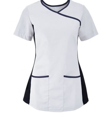 Filipina color blanco para personal de enfermeria femenino con vivos en color negro