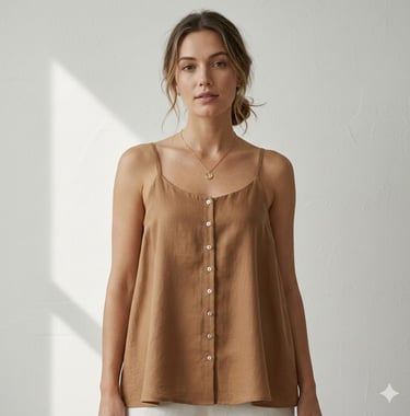 mujer-con-blusa-de-lino-con-botonadura