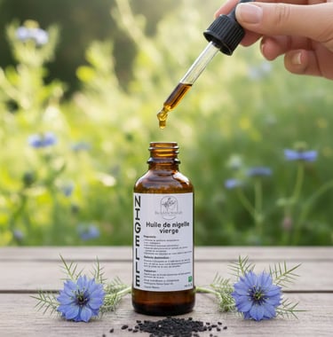 huile de nigelle vierge pressée à froid du Maroc