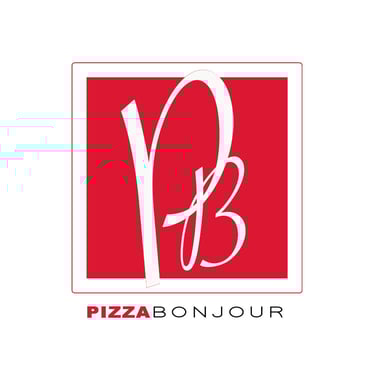 Logo graphic design made for Pizza Bonjour - pizza food delivery