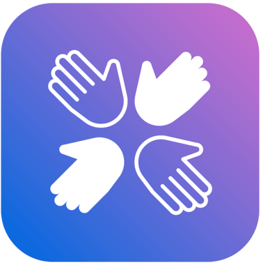 4 mains symbolisant accompagnement collectif