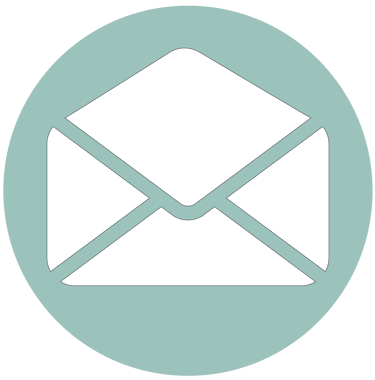 Icono de correo en color blanco sobre fondo verde