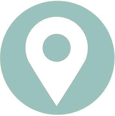 Icono de ubicación en color blanco sobre fondo verde