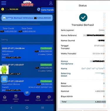 SONIC55 testi bukti pelunasan & pembayaran