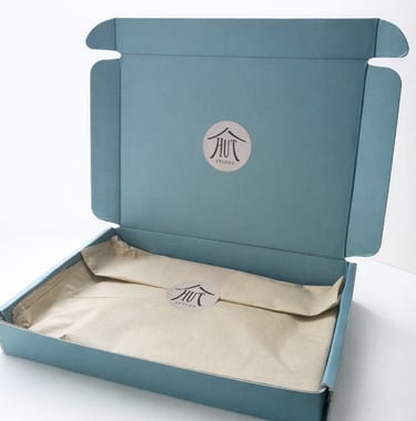 Hut Studio art gift packaging for the the best unboxing experience.