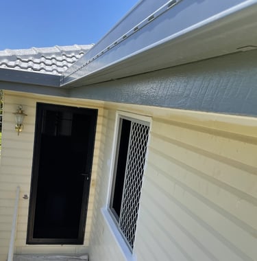 After exterior painting showing refreshed entry area and painted house exterior