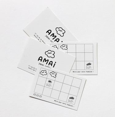 Déclinaison de l'identité visuelle Amai, café aux inspirations japonaises par Tuuk studio