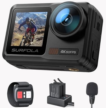 Surfola SF630 Cámara Deportiva 4K 60FPS, subacuática 40M Impermeable 