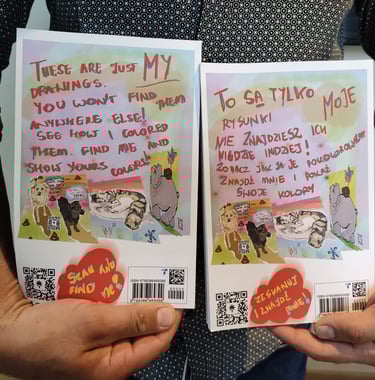 a man holding two books with a message