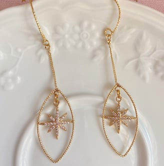 boucles d'oreilles pendantes avec étoiles en strass