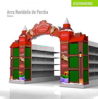 Arco publicitario de cartón