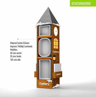 Exhibidor de cartón Navidad Goldery