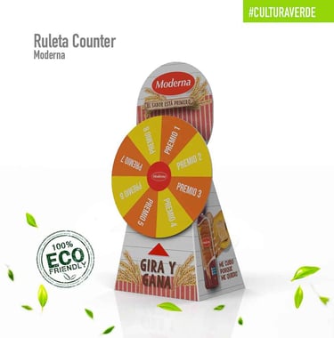 Ruleta promocional hecha en cartón