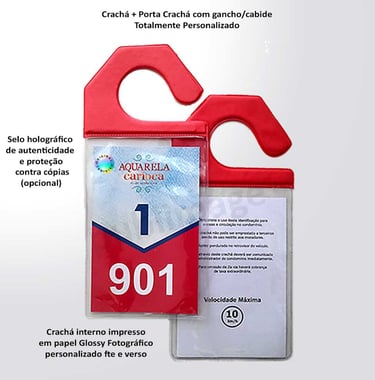 Crachás numerados e personalizados para carros