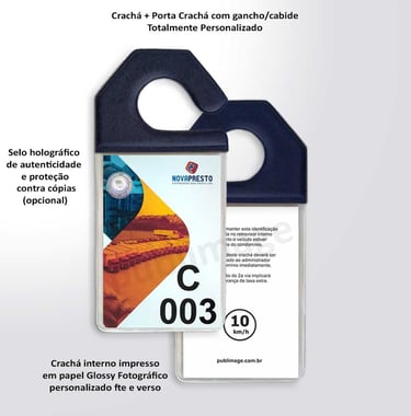 Crachá numerado para identificar veículos em garagens e estacionamentos de condomínios.