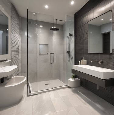 rénovation d'une salle de bain Installation de la vasque et de la douche Réfection de la plomberie 