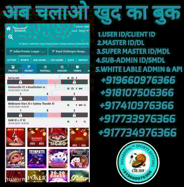 ONLINE CRICKET BETTING ID AVAILABLE DL MDL SMDL MASTER ID SUPER MASTER ID ADMIN ID AVAILABLE