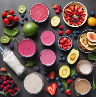 Smoothie and fruits