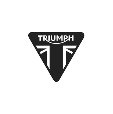 Logo officiel Triumph noir et blanc en forme de triangle avec lettrage stylisé