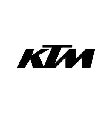 Logo officiel KTM noir sur fond orange, marque autrichienne de motos