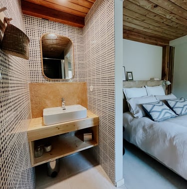 salle de bain ouverte chambre gite