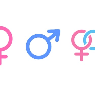 symbole unisexe bleu et rose