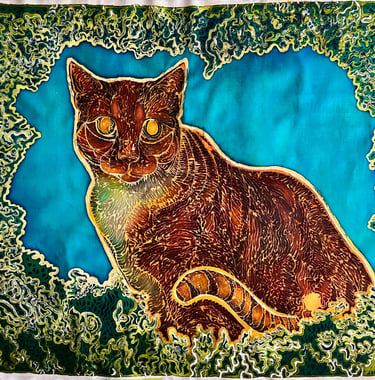 batik painting, cat portrait painting, pet portrait artist, batik artist, shuen-li spirit, batikart