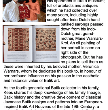 Article in batik guild november 2023 magazine issue 111 about Kees De Ruiter's Batik Book