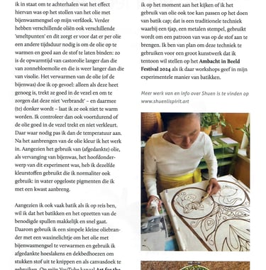 vezel magazine, 2024, batik artist, shuen-li spirit, textile artist, batik journey, batik stories
