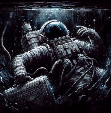 Astronaut, underwater | simcaart.com