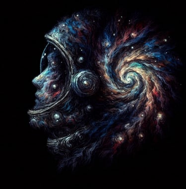 Side-view abstract spaceman art | simcaart.com