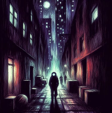 Dark alley art, Astronaut | Spaceman art | simcaart.com