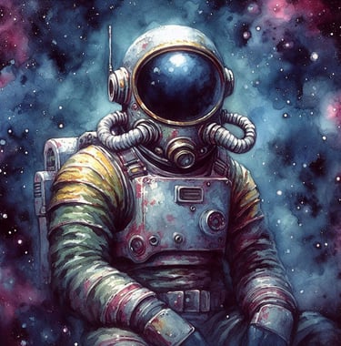 Astronaut seated portrait | simcaart.com