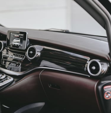 Luxury interior of Mercedes V-Class with GPS, ideal for corporate mobility and executive business 