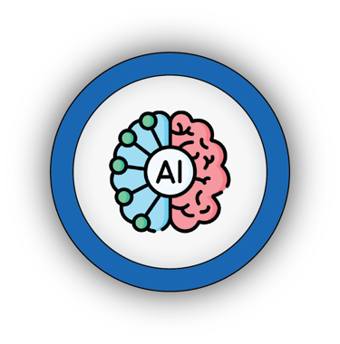 Icon of a robotic head with circuits for our hands-on Artificial Intelligence (AI) kits.