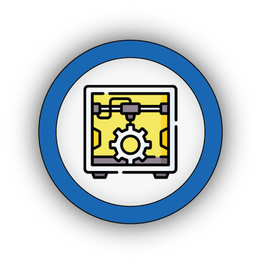 Icon of a 3D printer for our digital fabrication lab and Fab Lab setup solutions.