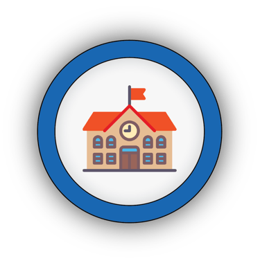 Icon of a school building representing our official STEM.org accreditation service for schools.